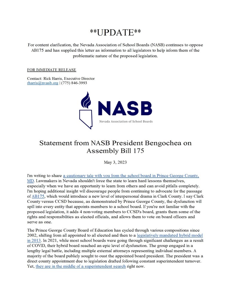 NASB Press Release